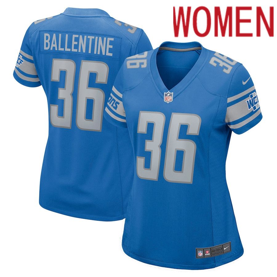 Women Detroit Lions #36 Corey Ballentine Nike Blue Game NFL Jersey->women nfl jersey->Women Jersey
